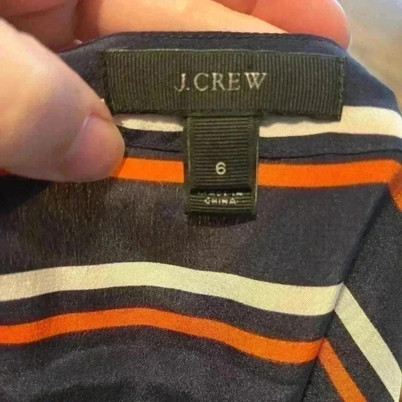 J.Crew Women Nautical Navy Striped 100% Silk Shift A-line Summer Dress Size 6 - Picture 8 of 8